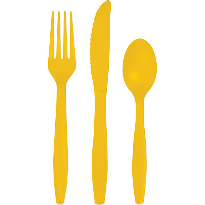 Bulk 216ct School Bus Yellow Value Friendly Assorted Plastic Cutlery 