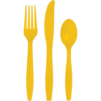Bulk 216ct School Bus Yellow Value Friendly Assorted Plastic Cutlery 