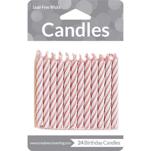 Pink Striped Candles, 24 ct by Creative Converting