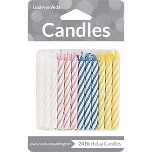 Assorted Striped Candles, 24 ct by Creative Converting