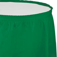 Bulk 6ct Emerald Green Plastic Tableskirt 29 inch x 14 ft 