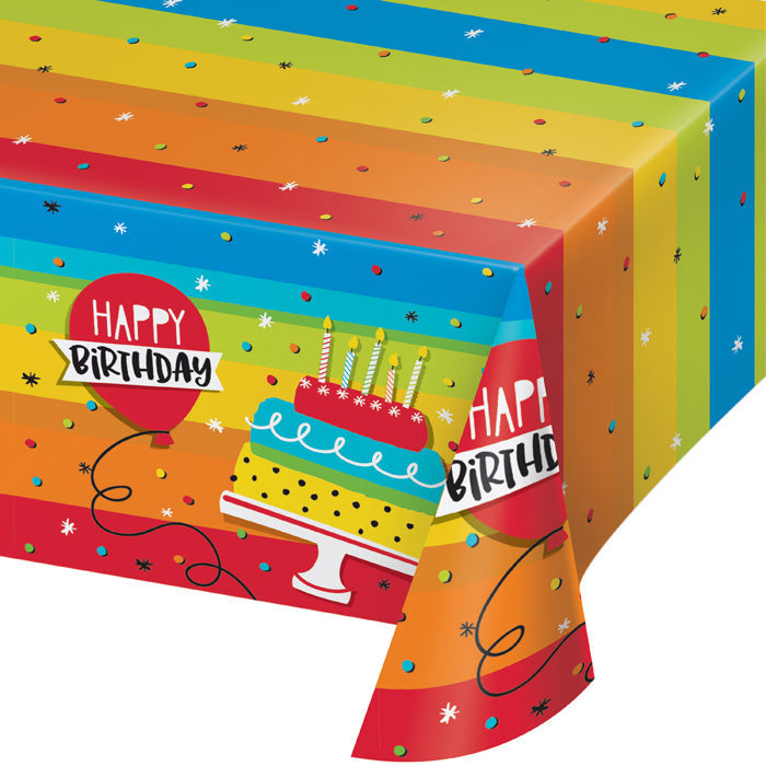 6ct Bulk Rainbow Cake Plastic Table Covers