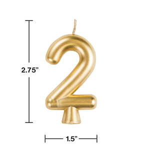 12ct Bulk Gold Number 2 Candles by Creative Converting