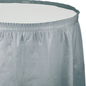 Shimmering Silver Plastic Tableskirt, 14' X 29" by Creative Converting