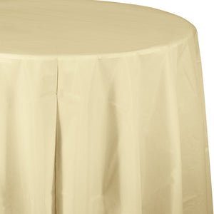 Bulk 12ct Ivory Round Plastic 82 inch Table Covers 