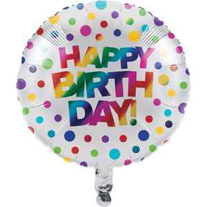 Rainbow Foil Bday Metallic Balloon, 18", Rainbow Foil Birthday by Creative Converting