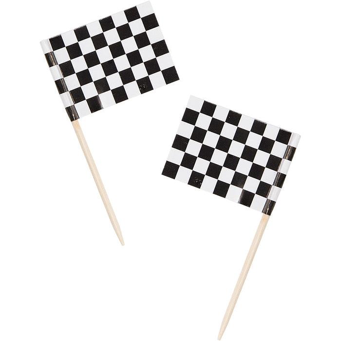 600ct Bulk Black & White Check Flag Picks