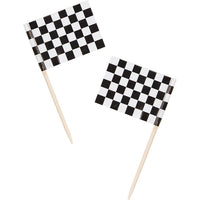 600ct Bulk Black & White Check Flag Picks