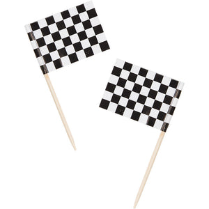 Race Picks, Flag 2 1/2" Black & White Check, 50 ct by Creative Converting