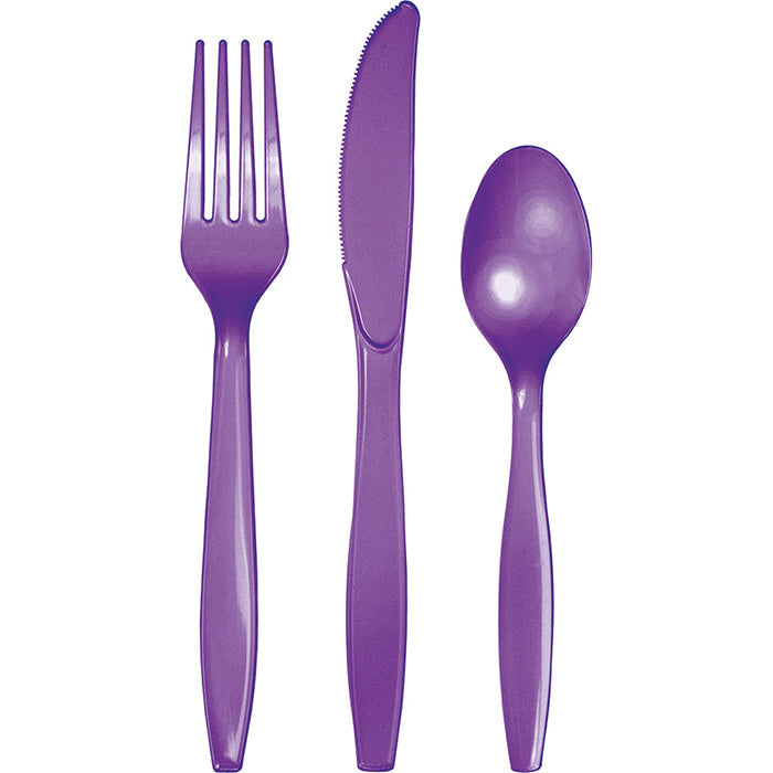 Bulk 288ct Amethyst Purple Assorted Plastic Cutlery 