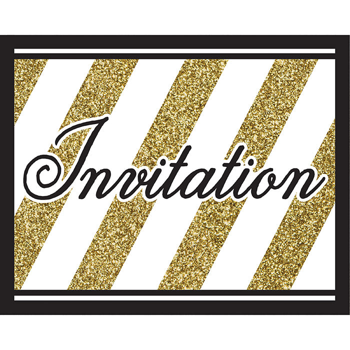 48ct Bulk Black and Gold Invitations by Creative Converting