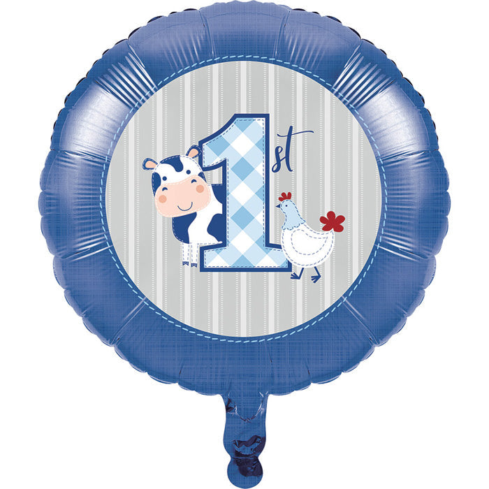 10ct Bulk Farmhouse 1st Birthday Boy Mylar Balloons