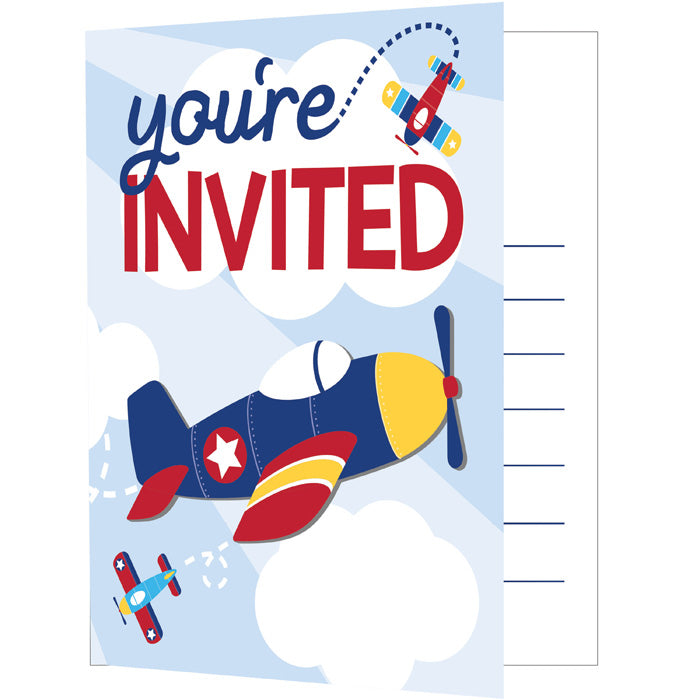 Lil' Flyer Airplane Invitation Foldover W/ Attachment (Case Pack of 48)