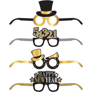 New Year Deluxe Paper Eyeglasses 4 ct - New Years Eve Party Supplies