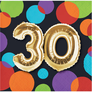 192ct Bulk Balloons 30th Birthday Beverage Napkins