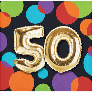 192ct Bulk Balloons 50th Birthday Beverage Napkins