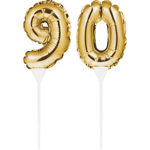 24ct Bulk 90 Gold Number Balloon Cake Toppers