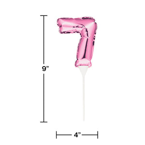 12ct Bulk Pink 7 Number Balloons Cake Toppers