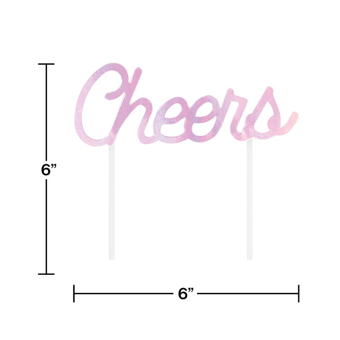 12ct Bulk Iridescent Party Cheers Cake Toppers