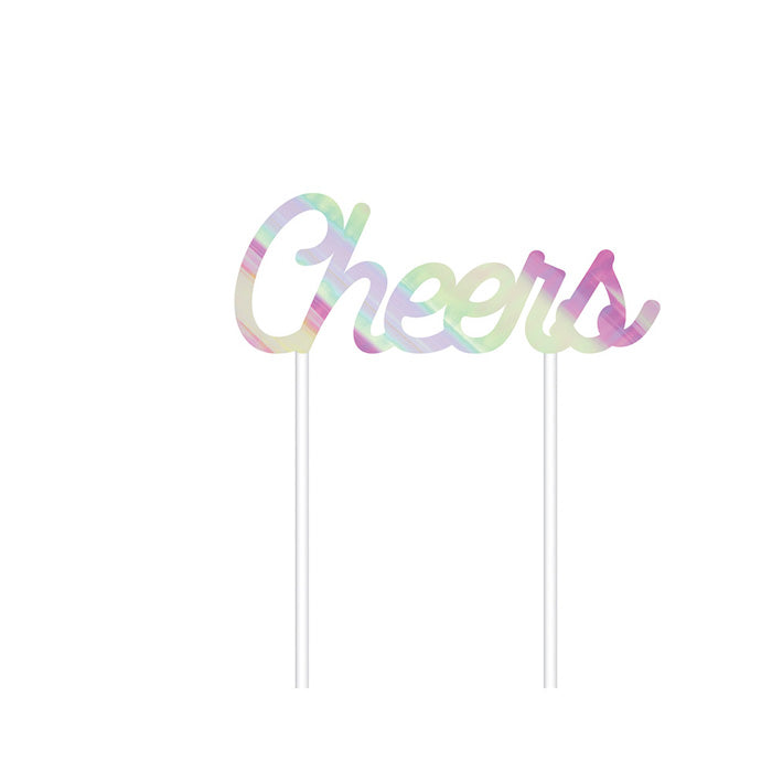 Iridescent Party Cheers Cake Topper (12/Case)