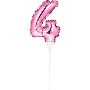 Pink 4 Number Balloon Cake Topper (12/Case)