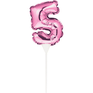 Pink 5 Number Balloon Cake Topper (12/Case)