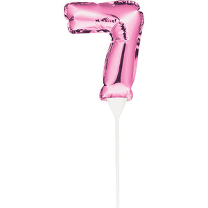 12ct Bulk Pink 7 Number Balloons Cake Toppers