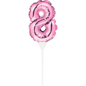 12ct Bulk Pink 8 Number Balloons Cake Toppers