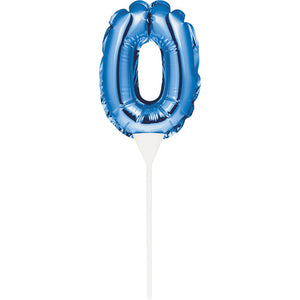 Blue 0 Number Balloon Cake Topper (12/Case)