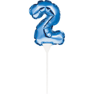 12ct Bulk Blue 2 Number Balloons Cake Toppers