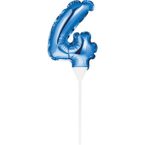 Blue 4 Number Balloon Cake Topper (12/Case)