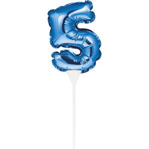 Blue 5 Number Balloon Cake Topper (12/Case)