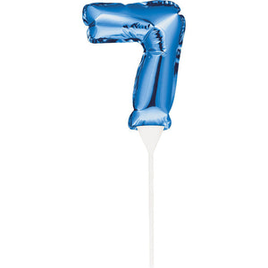 12ct Bulk Blue 7 Number Balloons Cake Toppers